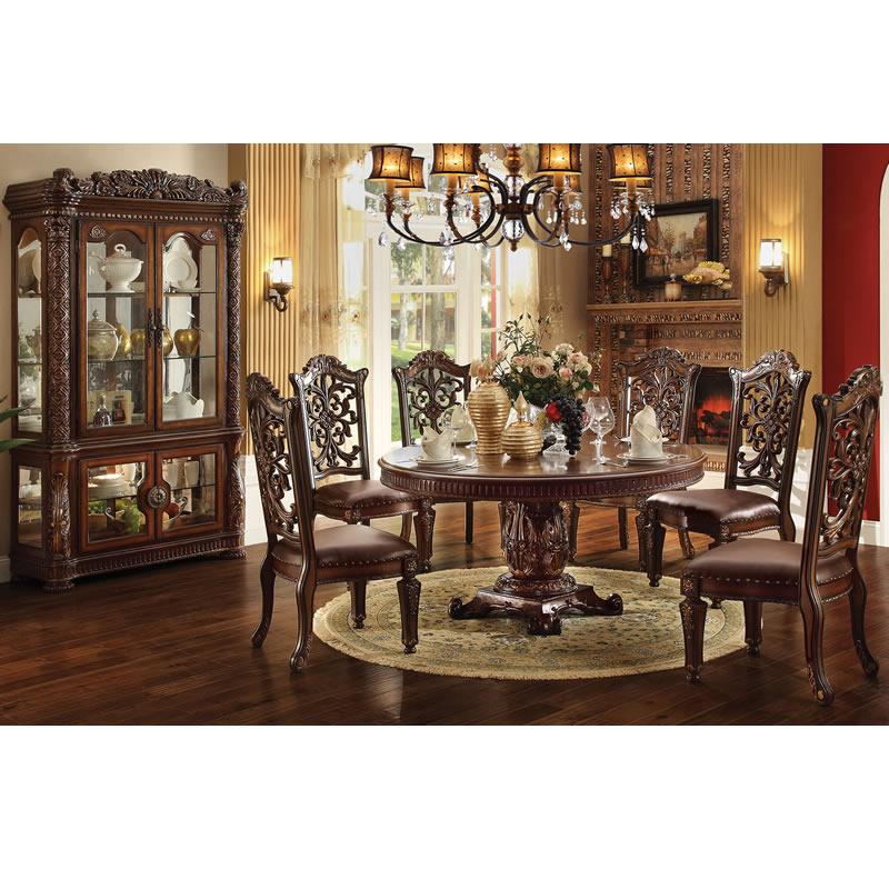 Acme Furniture Round Vendome Dining Table with Pedestal Base 62015 IMAGE 2