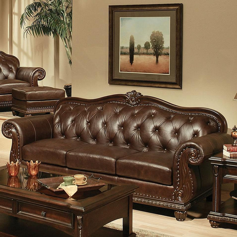 Acme Furniture Anondale Stationary Leather Sofa 15030 IMAGE 2