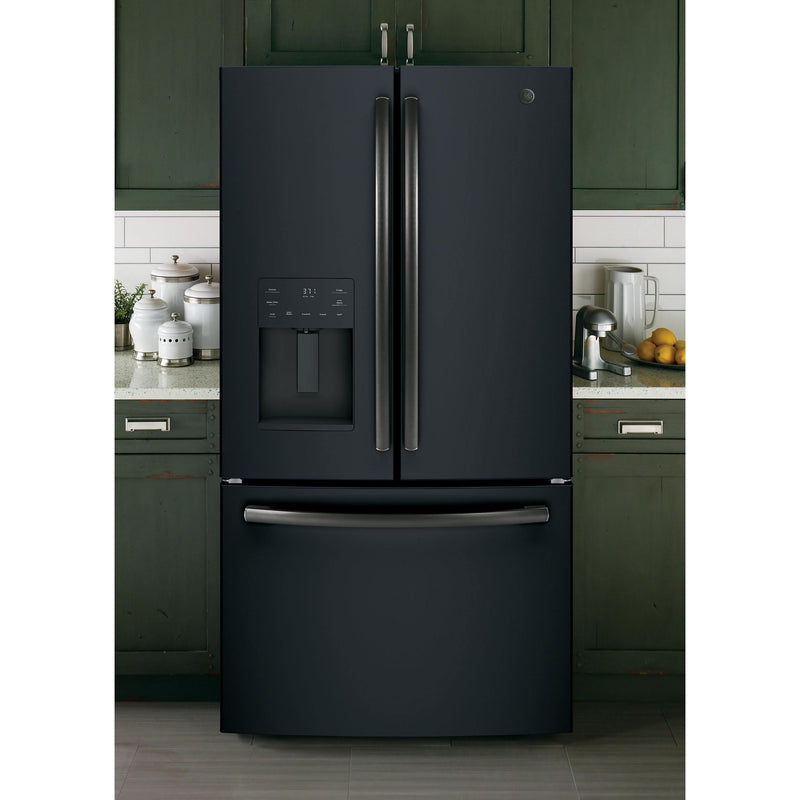 GE 36-inch, 25.6 cu.ft. Freestanding French 3-Door Refrigerator with Multiflow Air System GFE26JEMDS IMAGE 3