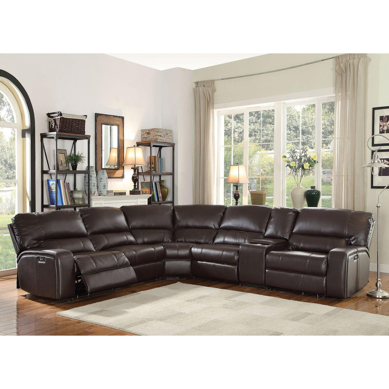 Acme Furniture Saul Power Reclining Leather Air 6 pc Sectional 54155 IMAGE 3