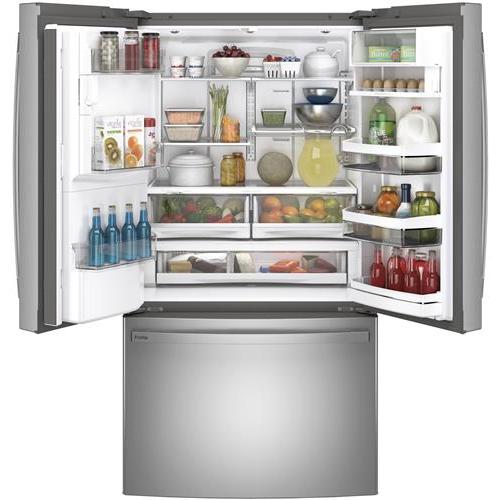 GE Profile 36-inch, 22.2 cu.ft. Counter-Depth French 3-Door Refrigerator with Water and Ice Dispensing System PYE22KYNFS IMAGE 3