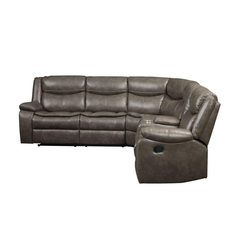 Acme Furniture Tavin Reclining Leather Match 3 pc Sectional 52540 IMAGE 2