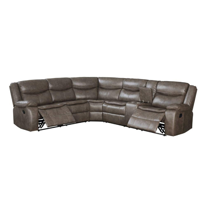 Acme Furniture Tavin Reclining Leather Match 3 pc Sectional 52540 IMAGE 4