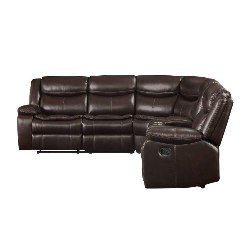 Acme Furniture Tavin Reclining Leather Match 3 pc Sectional 52545 IMAGE 2