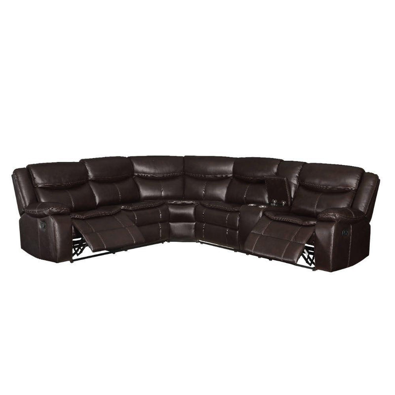 Acme Furniture Tavin Reclining Leather Match 3 pc Sectional 52545 IMAGE 4