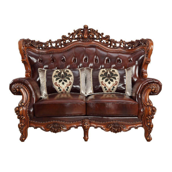 Acme Furniture Eustoma Stationary Leather Match Loveseat 53066 IMAGE 1