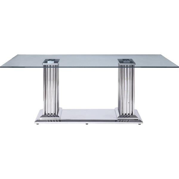 Acme Furniture Cyrene Dining Table with Glass Top and Pedestal Base 62075 IMAGE 1