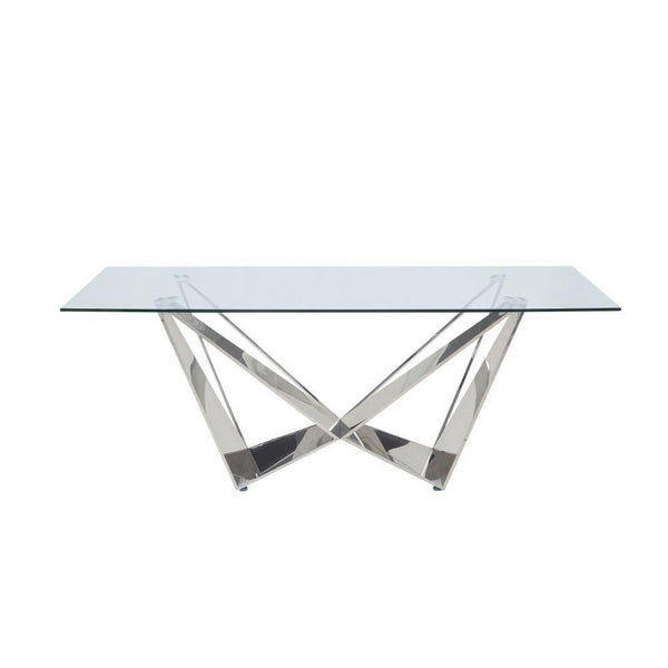 Acme Furniture Dekel Dining Table with Glass Top and Pedestal Base 70140 IMAGE 1