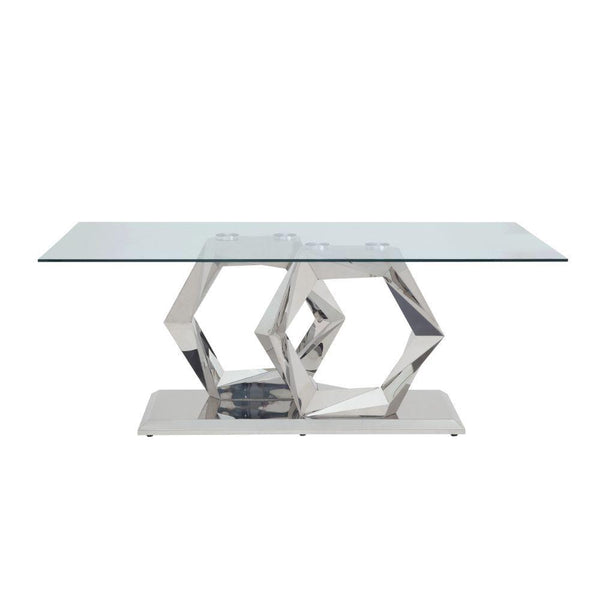 Acme Furniture Gianna Dining Table with Glass Top and Pedestal Base 72470 IMAGE 1