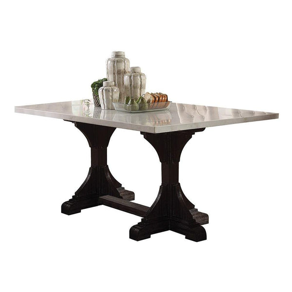 Acme Furniture Gerardo Dining Table with Marble Top and Trestle Base 60180 IMAGE 1