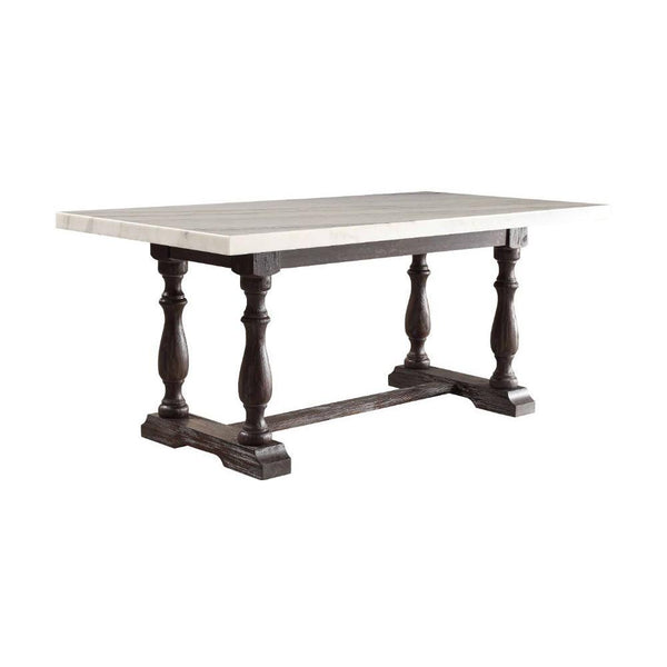 Acme Furniture Gerardo Dining Table with Marble Top and Trestle Base 60820 IMAGE 1