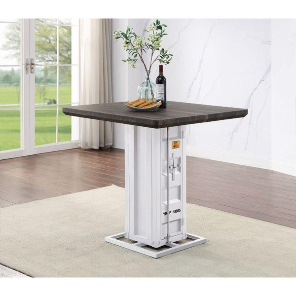 Acme Furniture Square Cargo Counter Height Dining Table with Pedestal Base 77885 IMAGE 1