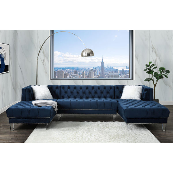 Acme Furniture Ezamia Fabric 3 pc Sectional 57365 IMAGE 1
