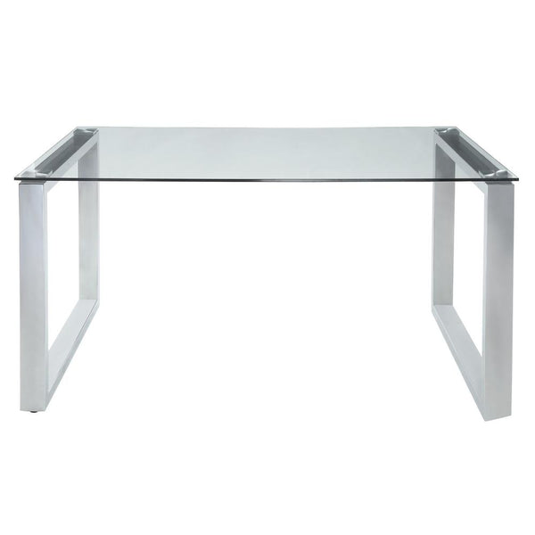 Acme Furniture Abraham Dining Table with Glass Top and Pedestal Base 74015 IMAGE 1