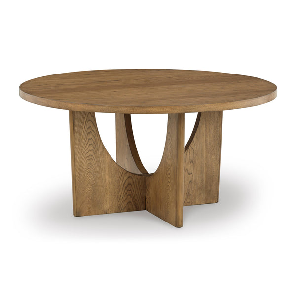 Signature Design by Ashley Round Dakmore Dining Table with Pedestal Base D783-50 IMAGE 1
