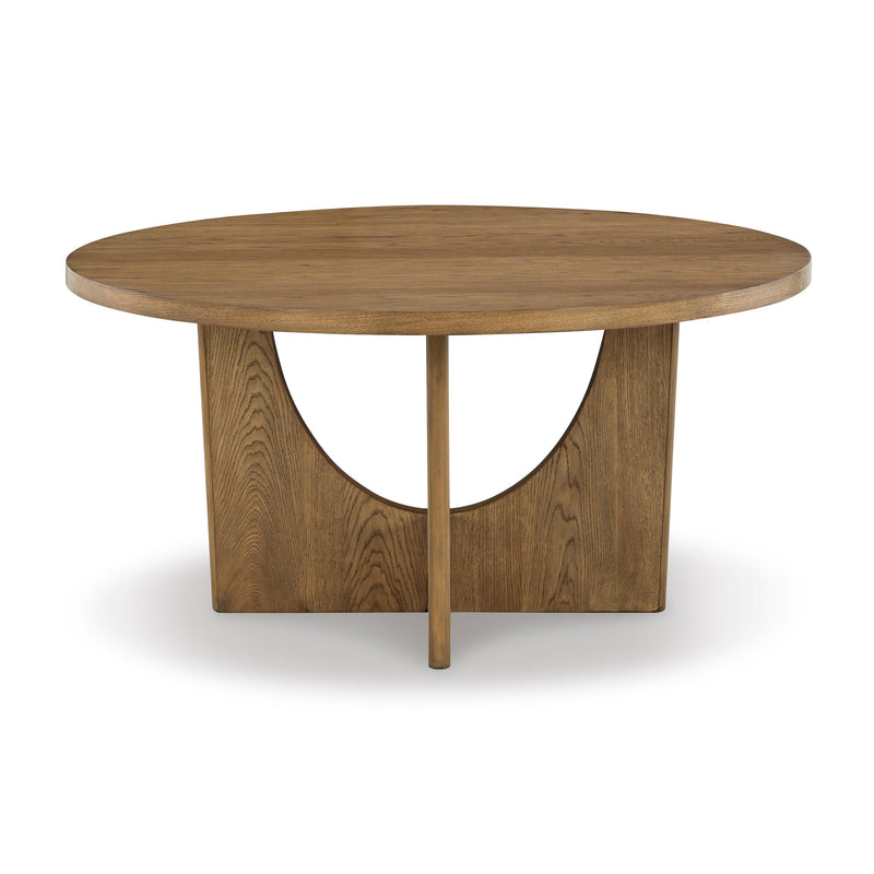 Signature Design by Ashley Round Dakmore Dining Table with Pedestal Base D783-50 IMAGE 2