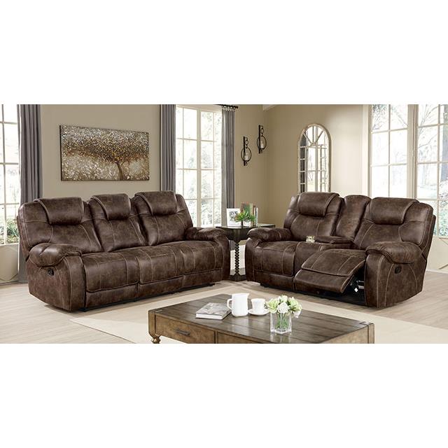Furniture of America Kennedy Reclining Leather Look Loveseat CM6216-LV IMAGE 2
