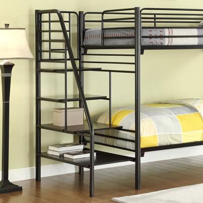 Donco Trading Company Kids Beds Bunk Bed 4503-5 Twin Over Twin Metal Stairway Bunk Bed IMAGE 2