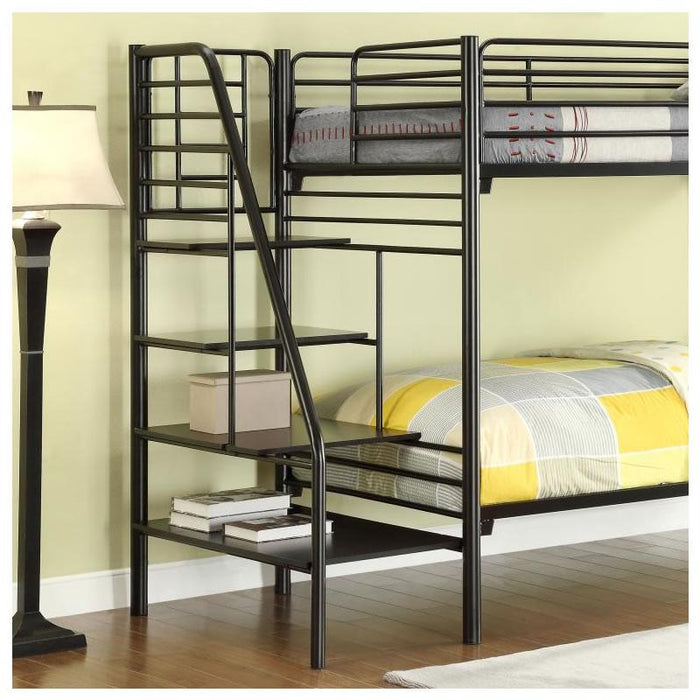 Donco Trading Company Kids Beds Bunk Bed 4503-5 Twin Over Twin Metal Stairway Bunk Bed IMAGE 4