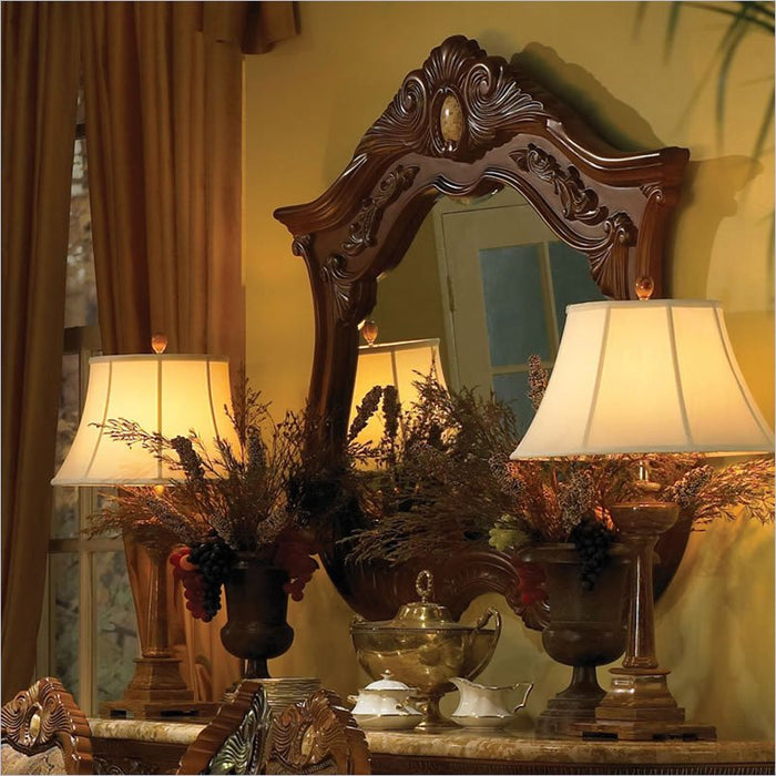 AICO Cortina Mirror in Honey Walnut