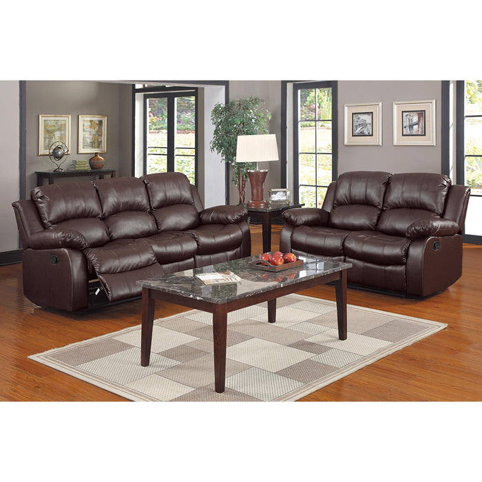 Homelegance Cranley Manual Reclining Leather Match Loveseat 9700BRW-2 IMAGE 8