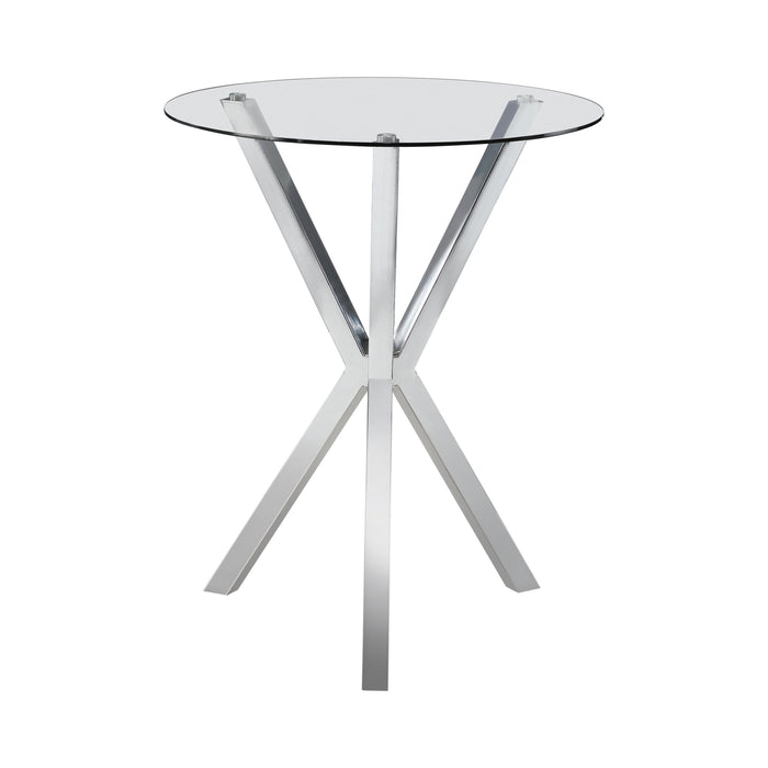 Coaster Furniture Round Pub Height Dining Table with Glass Top and Pedestal Base 100186 IMAGE 1