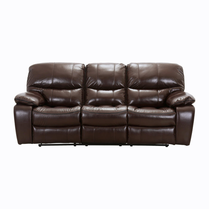 Homelegance Pecos Reclining Leather Match Sofa 8480BRW-3 IMAGE 1