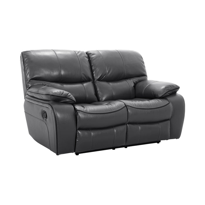 Homelegance Pecos Manual Reclining Leather Match Loveseat 8480GRY-2 IMAGE 2