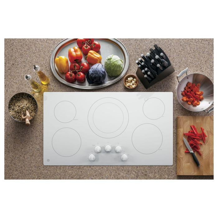 GE 36-inch Built-In Electric Cooktop JP3036TLWW IMAGE 6