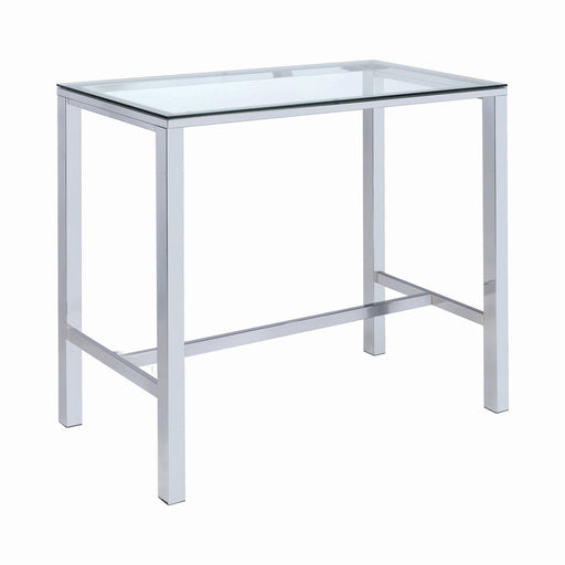 Coaster Furniture Pub Height Dining Table with Glass Top and Trestle Base 104873 IMAGE 1