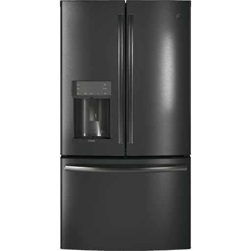 GE Profile 36-inch, 22.2 cu.ft. Counter-Depth French 3-Door Refrigerator with Water and Ice Dispensing System PYE22KBLTS IMAGE 1