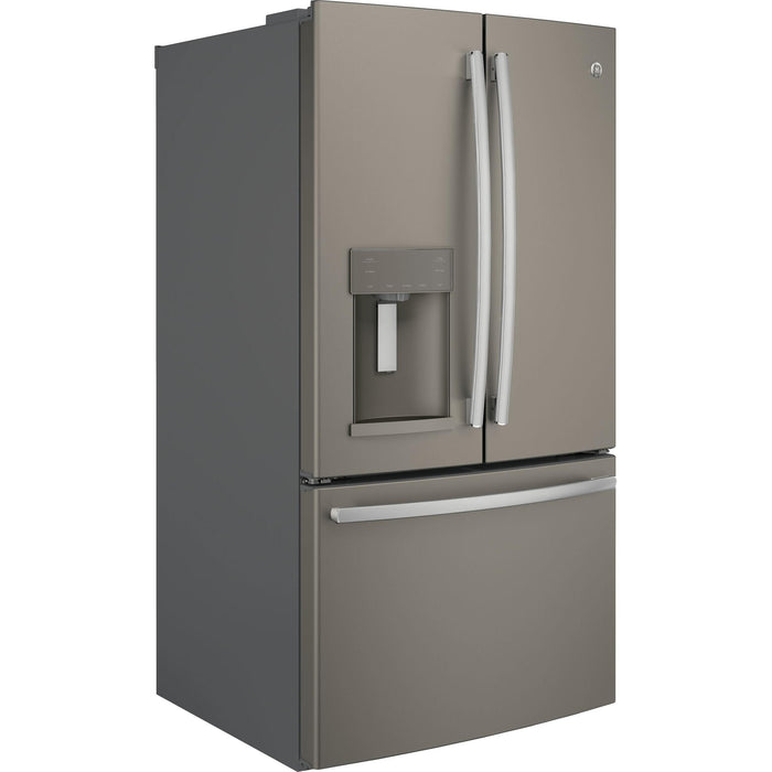 GE 36-inch, 27.8 cu.ft. Freestanding French 3-Door Refrigerator with Ice and Water Dispensing System GFE28GMKES IMAGE 2