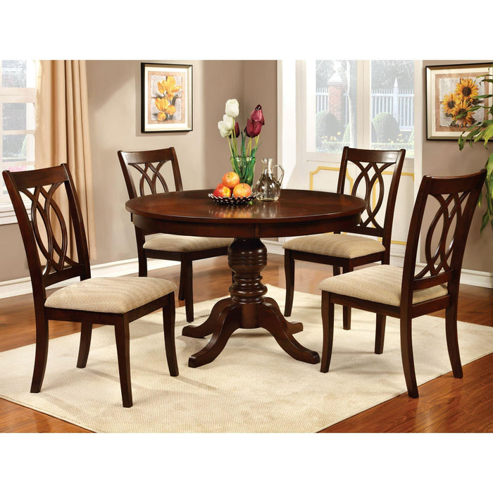 Furniture of America Round Carlisle Dining Table with Pedestal Base CM3778RT-TABLE IMAGE 3