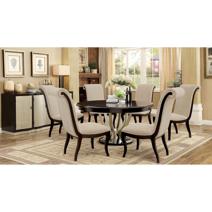 Furniture of America Round Ornette Dining Table with Pedestal Base CM3353RT IMAGE 4