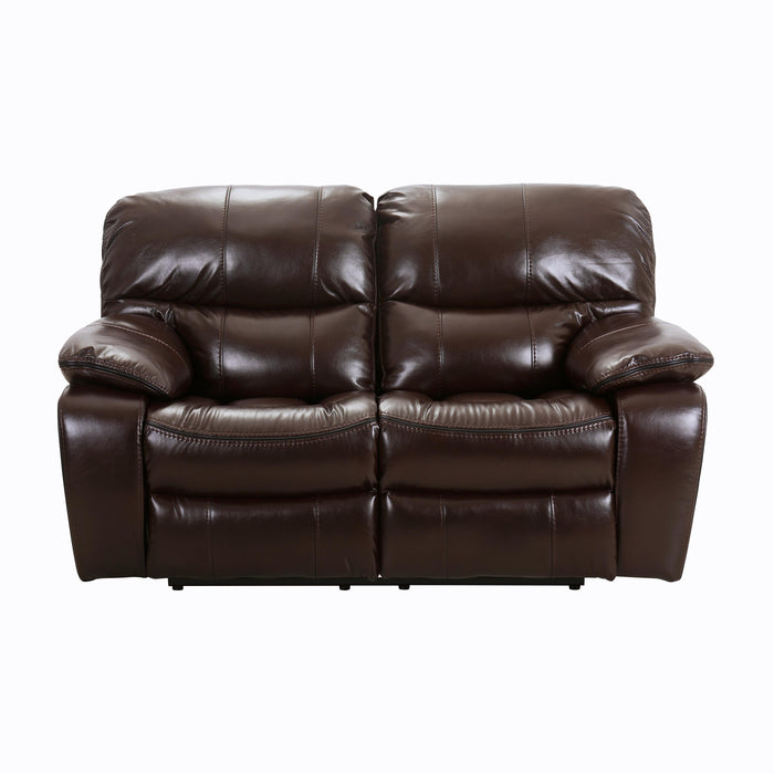 Homelegance Pecos Reclining Leather Match Loveseat 8480BRW-2 IMAGE 1