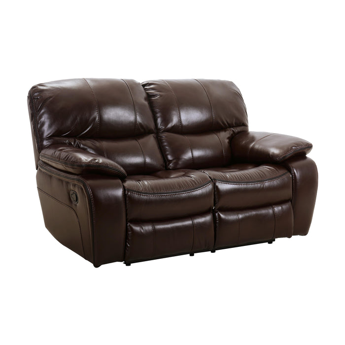 Homelegance Pecos Reclining Leather Match Loveseat 8480BRW-2 IMAGE 2