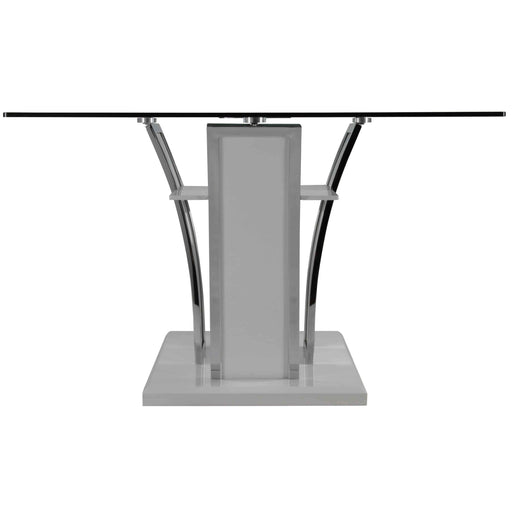 Furniture of America Glenview Dining Table with Glass Top & Pedestal Base CM8372GY-T-TABLE IMAGE 2