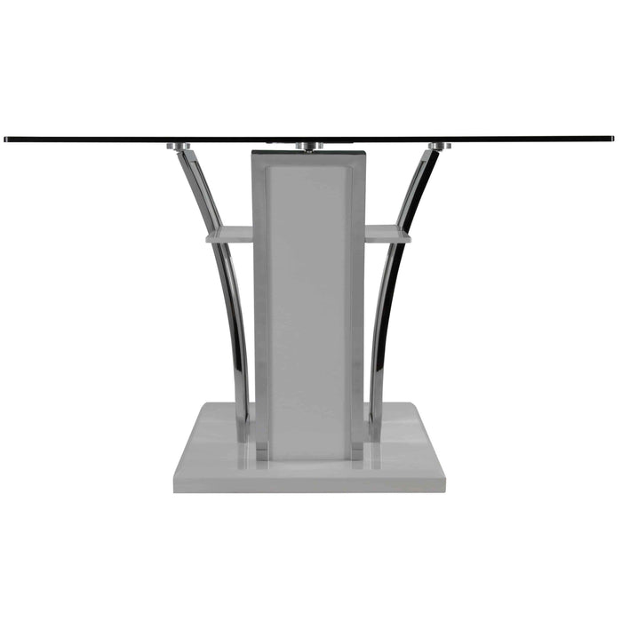 Furniture of America Glenview Dining Table with Glass Top & Pedestal Base CM8372GY-T-TABLE IMAGE 2