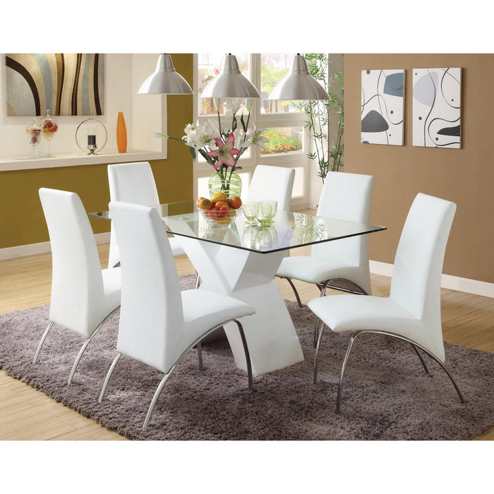 Furniture of America Wailoa Dining Table with Glass Top and Pedestal Base CM8370WH-T-TABLE IMAGE 2