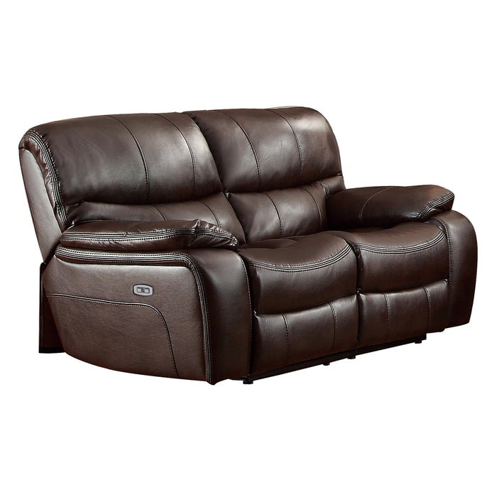 Homelegance Pecos Power Reclining Leather Match Loveseat 8480BRW-2PW IMAGE 3