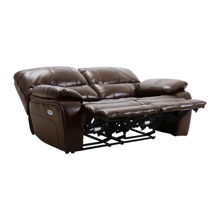 Homelegance Pecos Power Reclining Leather Match Loveseat 8480BRW-2PW IMAGE 5