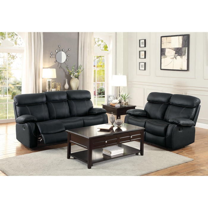 Homelegance Pendu Reclining Leather Sofa 8326BLK-3 IMAGE 2