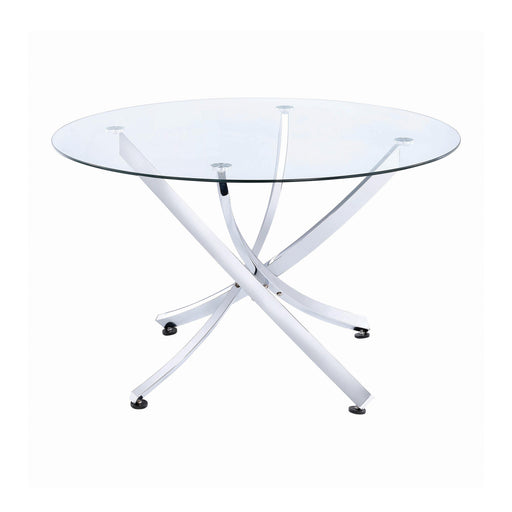 Coaster Furniture Round Beckham Dining Table with Glass Top & Pedestal Base 106440 IMAGE 1