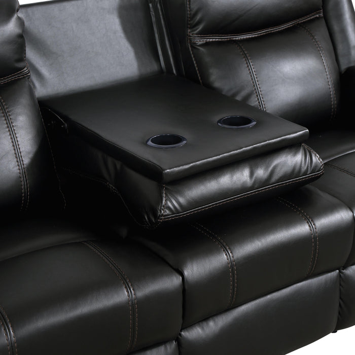 Homelegance Jude Reclining Leather Match Sofa 8201BLK-3 IMAGE 6