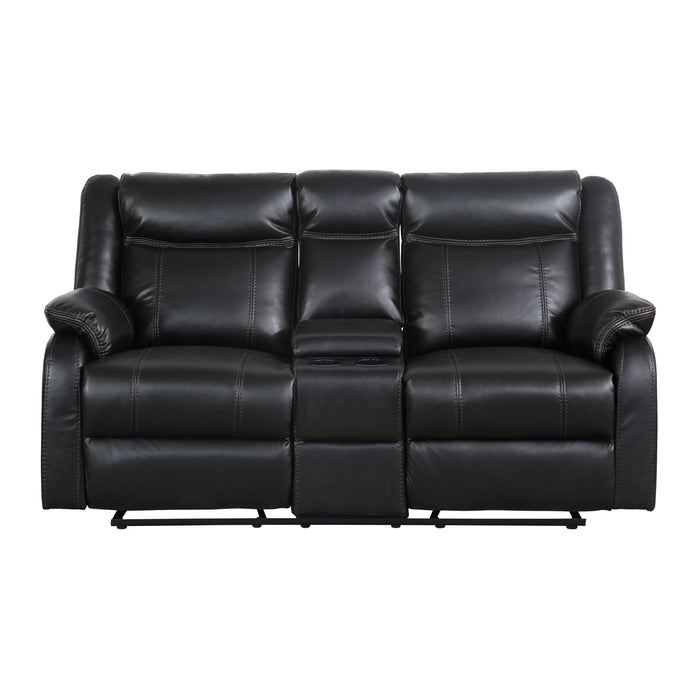 Homelegance Jude Reclining Leather Match Loveseat 8201BLK-2 IMAGE 1