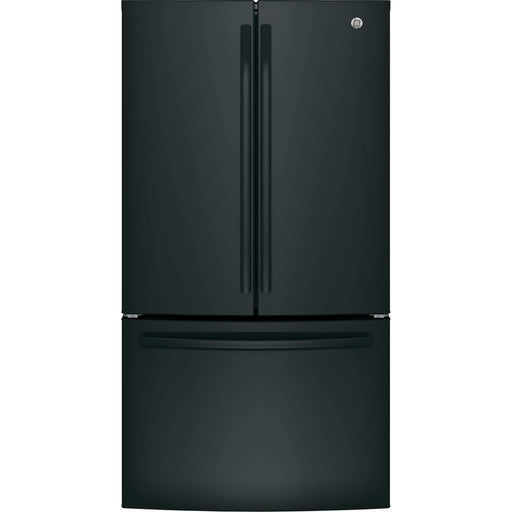 GE 36-inch, 27 cu.ft. Freestanding French 3-Door Refrigerator with Internal Water Dispenser GNE27JGMBB IMAGE 1