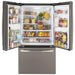 GE 36-inch, 27 cu.ft. Freestanding French 3-Door Refrigerator with Internal Water Dispenser GNE27JMMES IMAGE 5