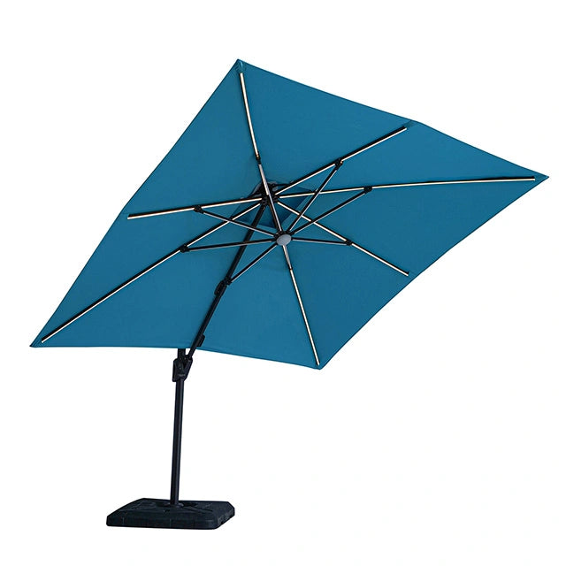 Sano 10 Ft Square Umbrella w/ Double Top w/ LED Light + 37" Large Base