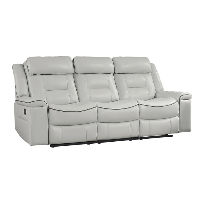 Homelegance Darwan Reclining Leather Look Sofa 9999GY-3 IMAGE 2