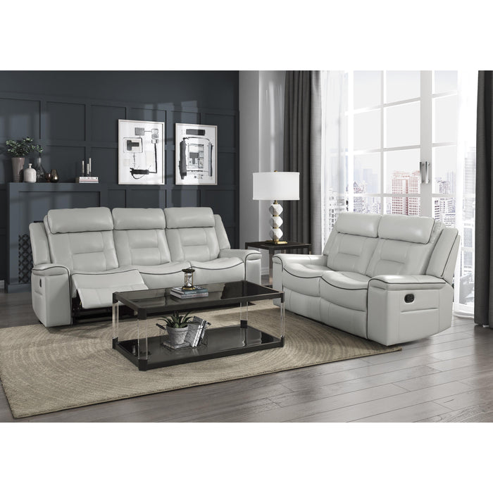 Homelegance Darwan Reclining Leather Look Sofa 9999GY-3 IMAGE 5